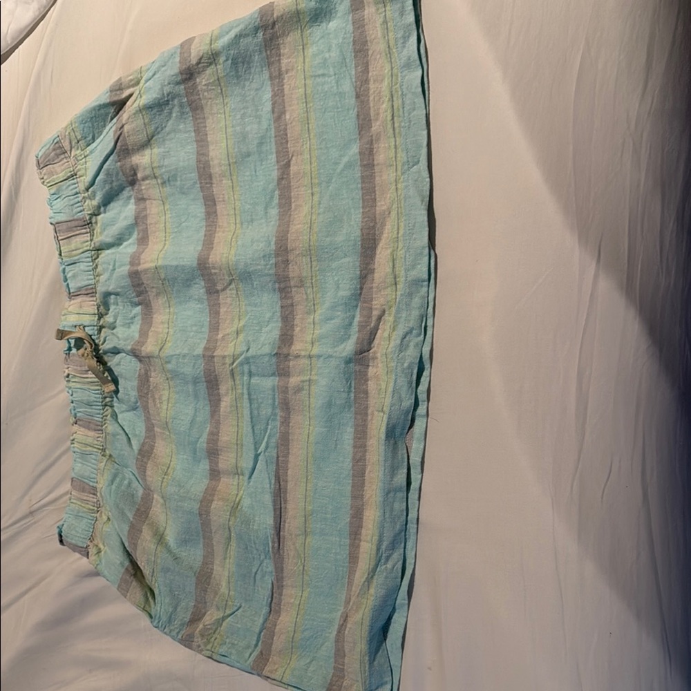 Green and Blue Smocked Mini Skirt